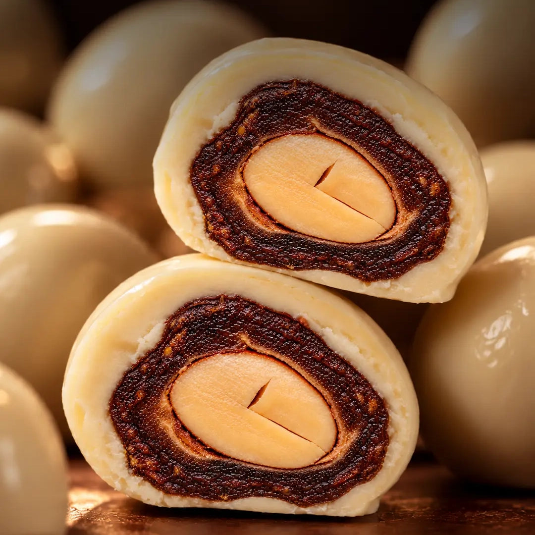 Curmale cu Migdală în Ciocolată cu Gust de Cheesecake