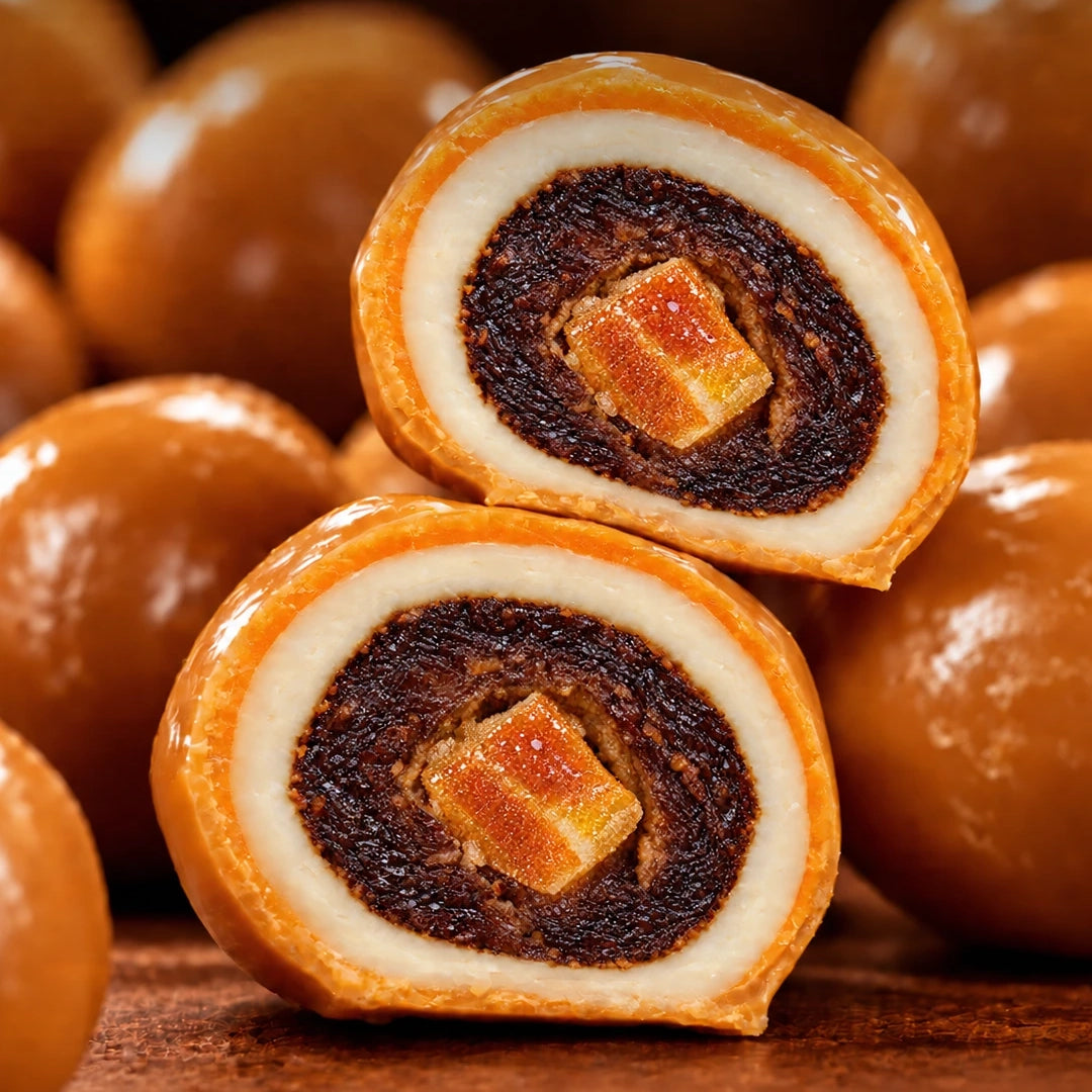 Dattel mit Orangenschokolade & Orangenscheibe